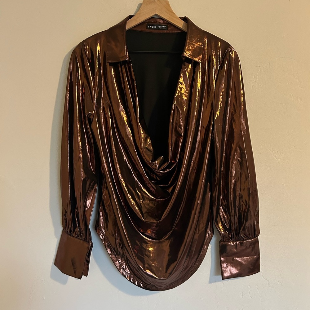 Metallic Draped Blouse - Picture 2 of 6